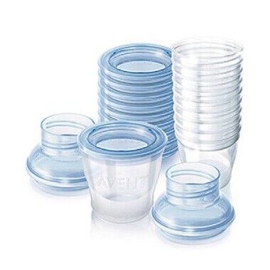 新安怡VIA母乳存储杯组 奶水储存杯（180ml*10个+2个转换器）SCF61210 储奶杯