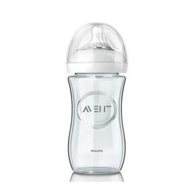 飞利浦 新安怡 宽口径自然原生玻璃奶瓶8oz/240毫升 SCF673/17