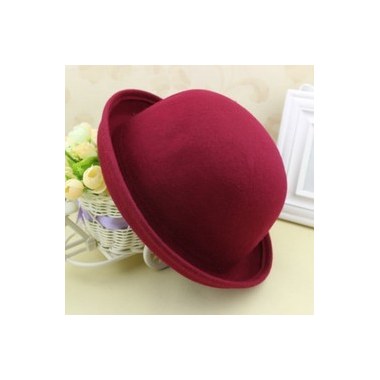 帽子女韩版羊毛呢帽秋冬季英伦爵士卷边圆顶小礼帽