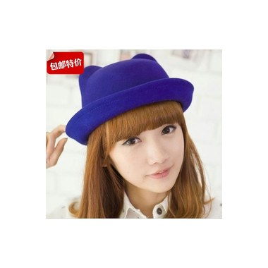 猫耳朵帽子秋季女士毛呢帽羊绒帽